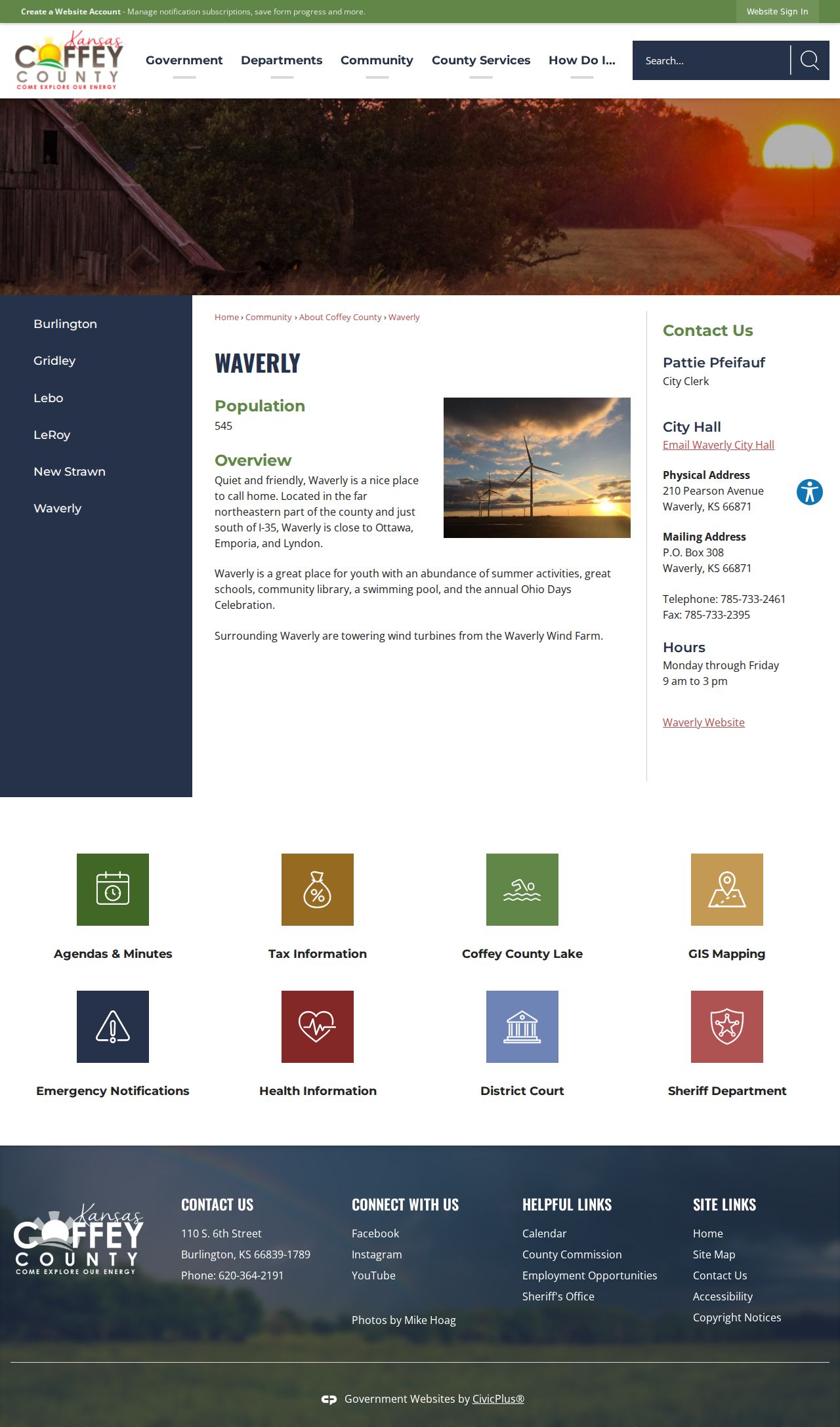 Coffey County profile supporting Waverly court docket local context