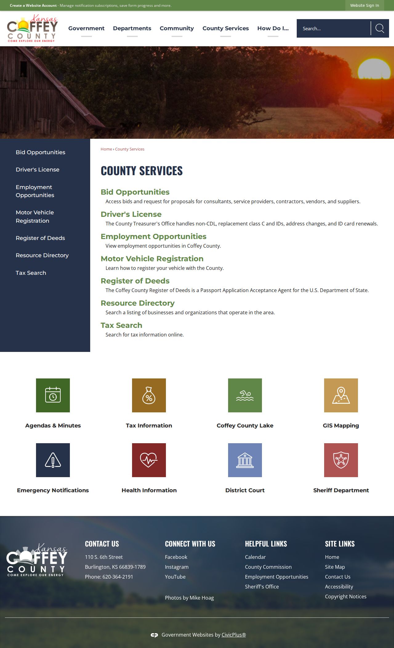 Coffey County court docket service routing page